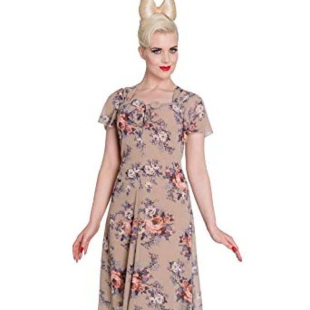 Hell Bunny Beige Retro 40s Style dress  Holly dress- Size 2X